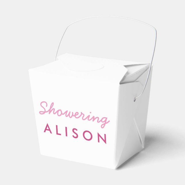 Showering the Mum-To-Be Tent Favour Box- Pink Whit Box (Front Side)
