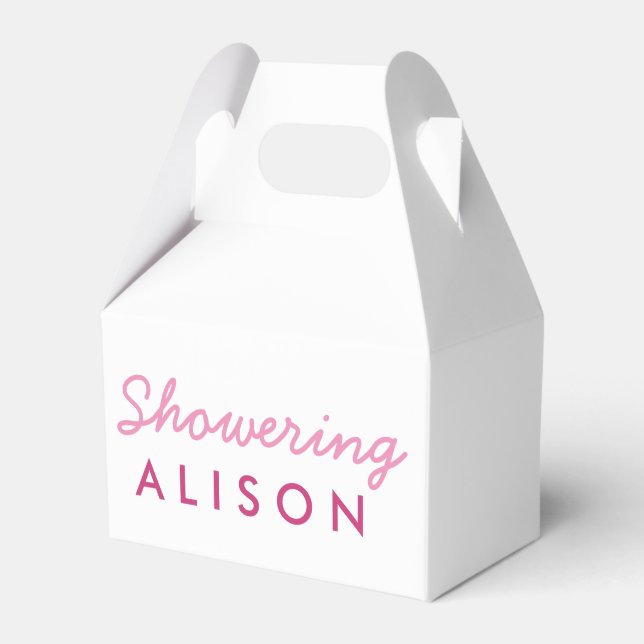 Showering the Mum-To-Be Tent Favour Box- Pink Whit Favour Box (Front Side)
