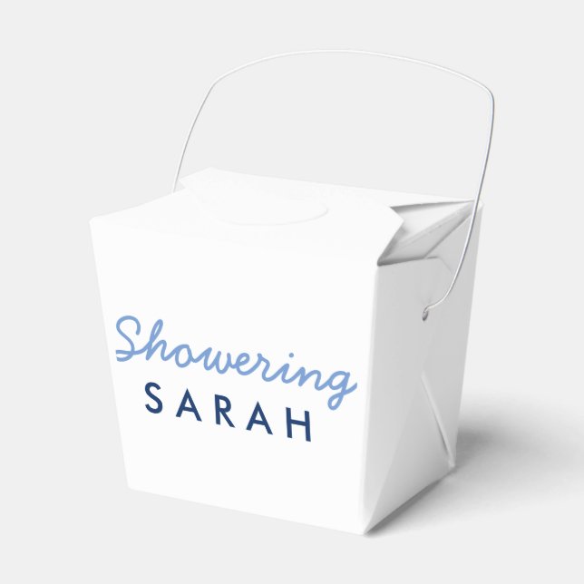 Showering the Mum-To-Be Tent Favour Box- White Blu Favour Box (Front Side)