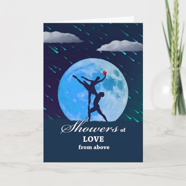 Showers of Love, Anniversary Ballet Dancers Poem Card (Front)