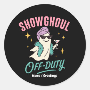 Showghoul Off-Duty Retro Halloween Glam Ghost Fun Classic Round Sticker