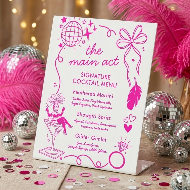 Showgirl Era Bachelorette Party Signature Drink  Pedestal Sign (Creator Uploaded)