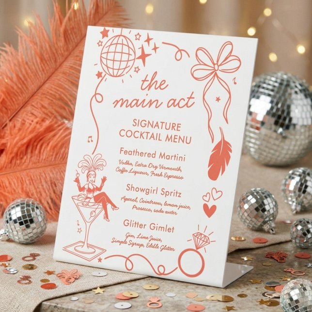 Showgirl Era Bachelorette Party Signature Drink  Pedestal Sign (Creator Uploaded)