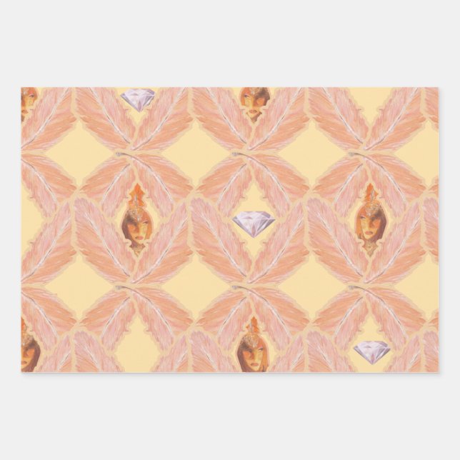 Showgirl Era Feather wrapping paper -3 flat sheets (Front)