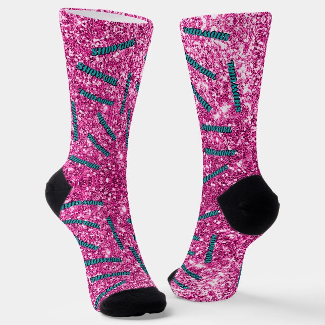 Showgirl Pattern Pink Glitz Socks (Angled)