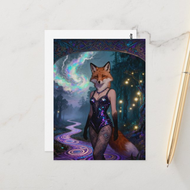 Showgirl Red Fox in a Forest Postcard (Front/Back In Situ)