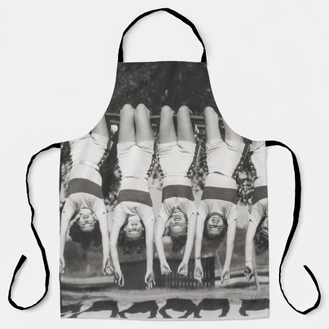 Showgirls on monkey bars, playful design. apron (Front)
