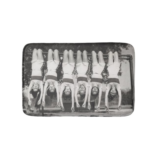 Showgirls on monkey bars, playful design. bath mat (Front)