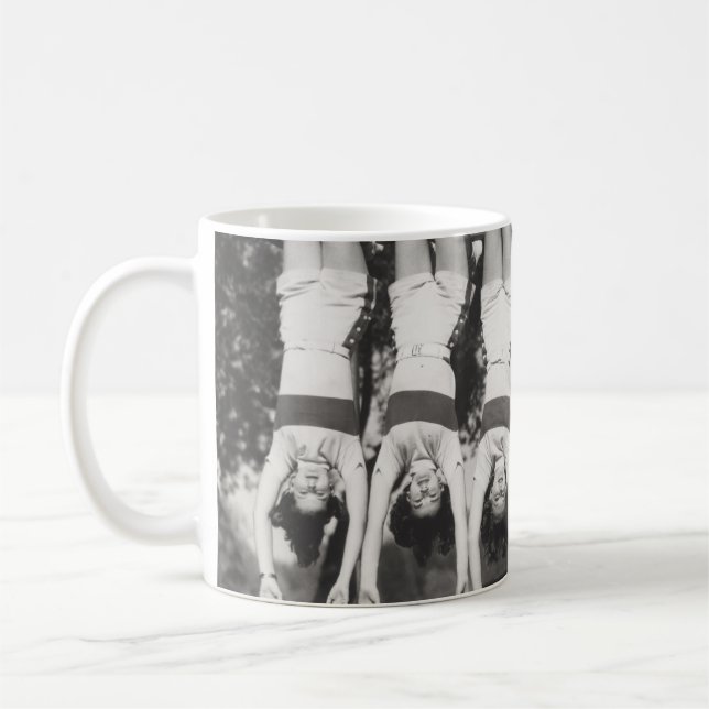 Showgirls on monkey bars, playful design. coffee mug (Left)
