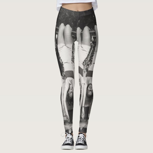 Showgirls on monkey bars, playful design. leggings (Front)