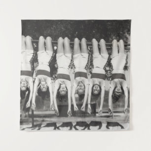 Showgirls on monkey bars, playful design. tapestry