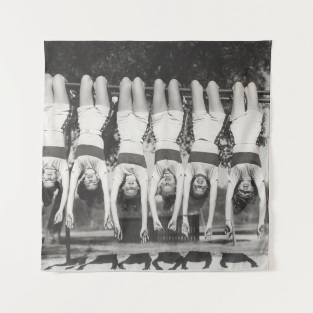 Showgirls on monkey bars, playful design. tapestry (Front)