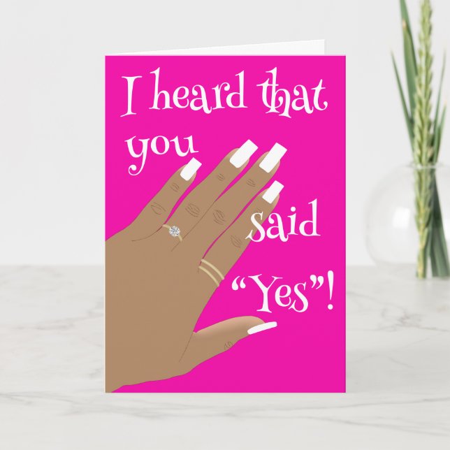 Showing Engagement Ring African American Greeting Card (Front)
