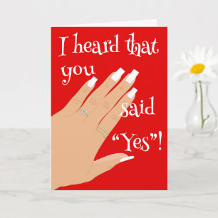 Showing Engagement Ring Red and White Card