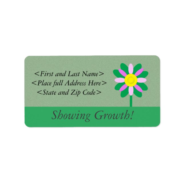 Showing growth flower customisable Address labels (Front)