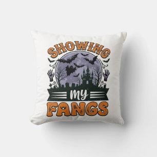 Showing My Fangs Vintage Halloween Vampire Shirt_1 Cushion