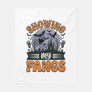 Showing My Fangs Vintage Halloween Vampire Shirt_1 Fleece Blanket