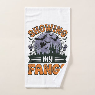 Showing My Fangs Vintage Halloween Vampire Shirt_1 Hand Towel