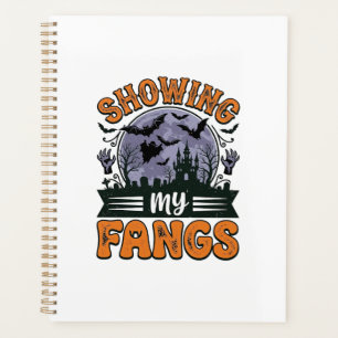 Showing My Fangs Vintage Halloween Vampire Shirt_1 Planner