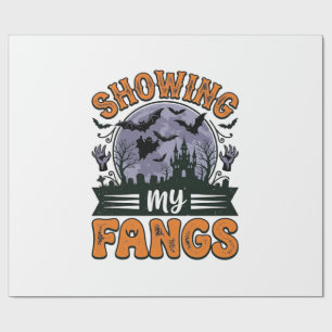 Showing My Fangs Vintage Halloween Vampire Shirt_1 Wrapping Paper
