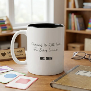 Showing Up With Love For Every Learner Special Ed Two-Tone Coffee Mug