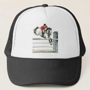 Showjumping Grey Horse Over Fences Trucker Hat