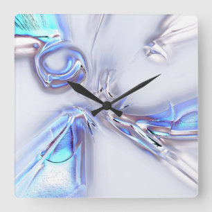 Showy blue stains that are silvery metal or watery square wall clock
