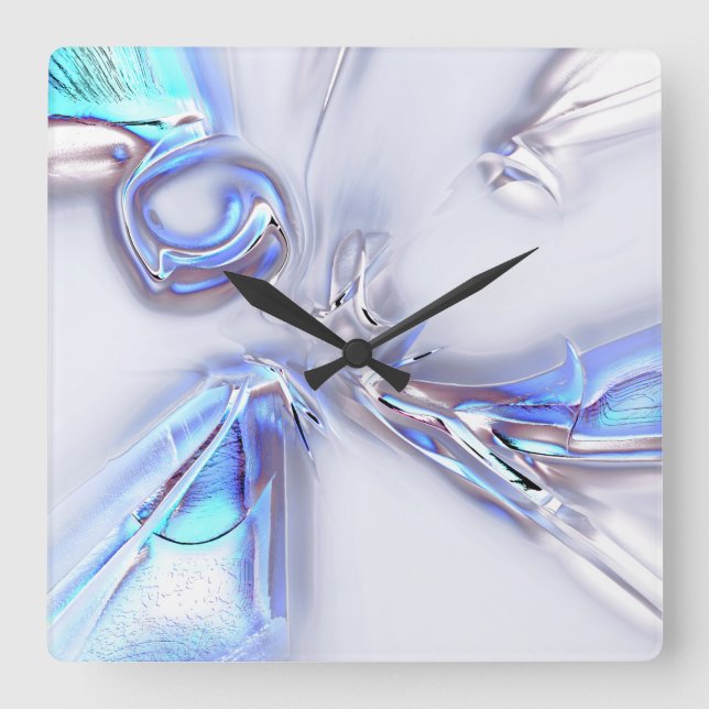 Showy blue stains that are silvery metal or watery square wall clock (Front)