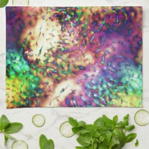 Showy coloured scales or water drops tea towel