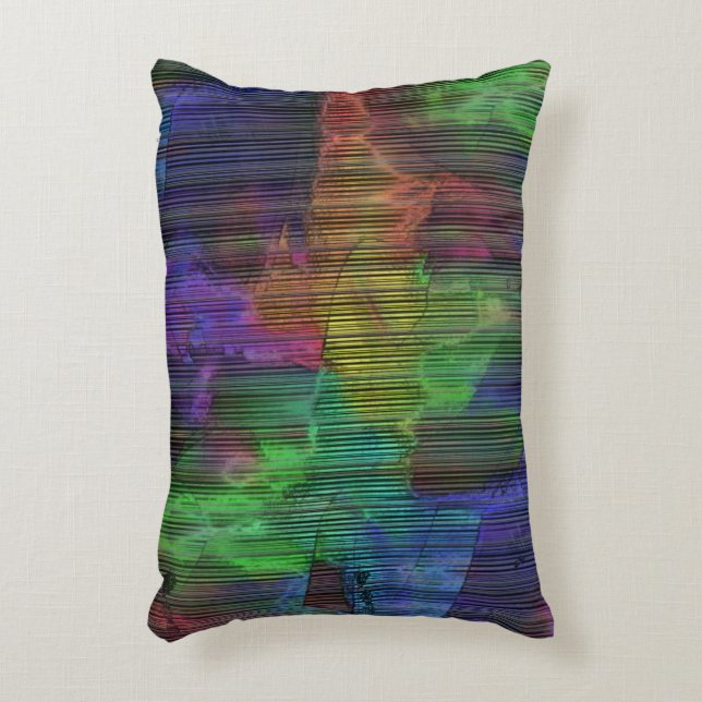 Showy coloured spots under deformed stripes lines  decorative cushion (Front(Vertical))