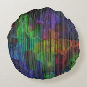 Showy coloured spots under deformed stripes lines  round cushion