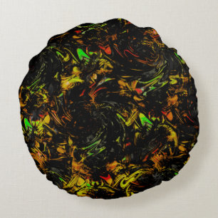 Showy colourful spots wrapped by flashy black round cushion