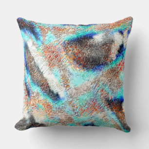 Showy colours splash texture sky orange blue... cushion