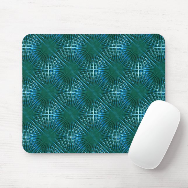 Showy cyan pointed grid looking puffed or inflated mouse mat (With Mouse)