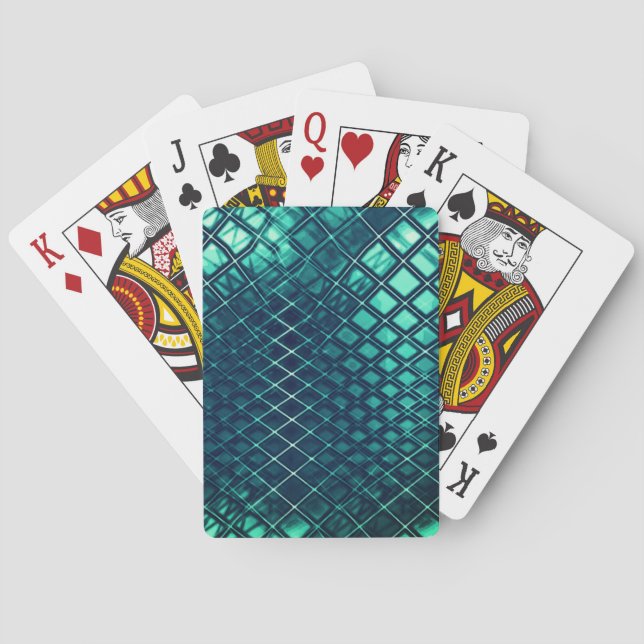 Showy dark cyan drawing some curved jute  Case-Mat Playing Cards (Back)
