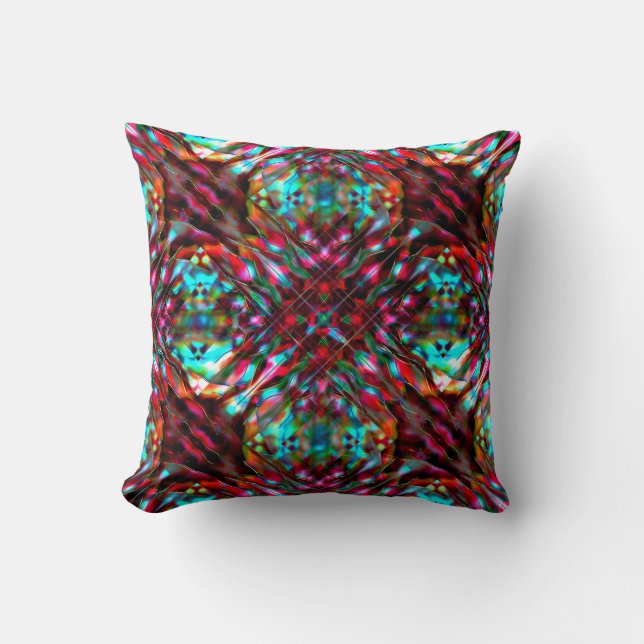 Showy dark red burnt beige, acrylic style cushion (Front)