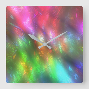 Showy pink green texture with grooves under fog th square wall clock