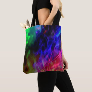 Showy red and dark blue submerged in gentle waves  tote bag