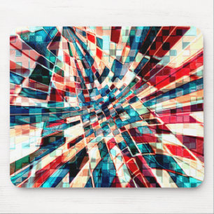 Showy red blue on twisted tiles and sandy effect   mouse mat