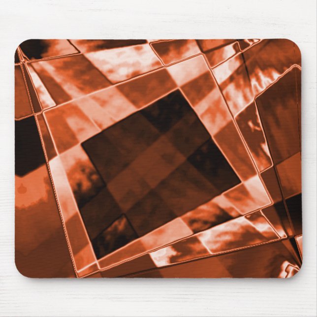 Showy reddish brown inclined square and rectangles mouse mat (Front)