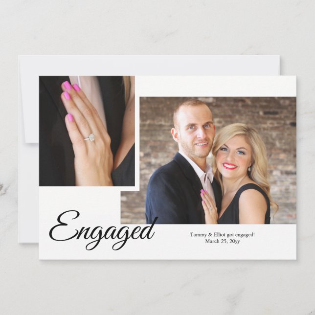 Showy Script Photo Engagement Announcement (Front)