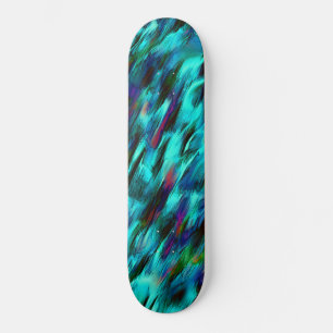 Showy stained from blue to cyan, reddish spots  skateboard