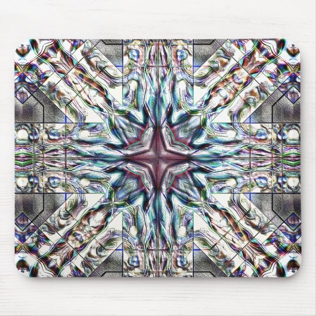 Showy texture kaleidoscope in sandy silvery colour mouse mat (Front)