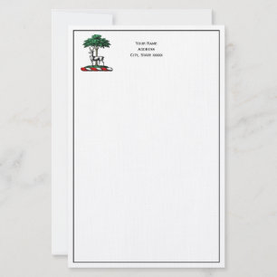 Shp Deer Stag by Tree Heraldic Crest Emblem Stationery