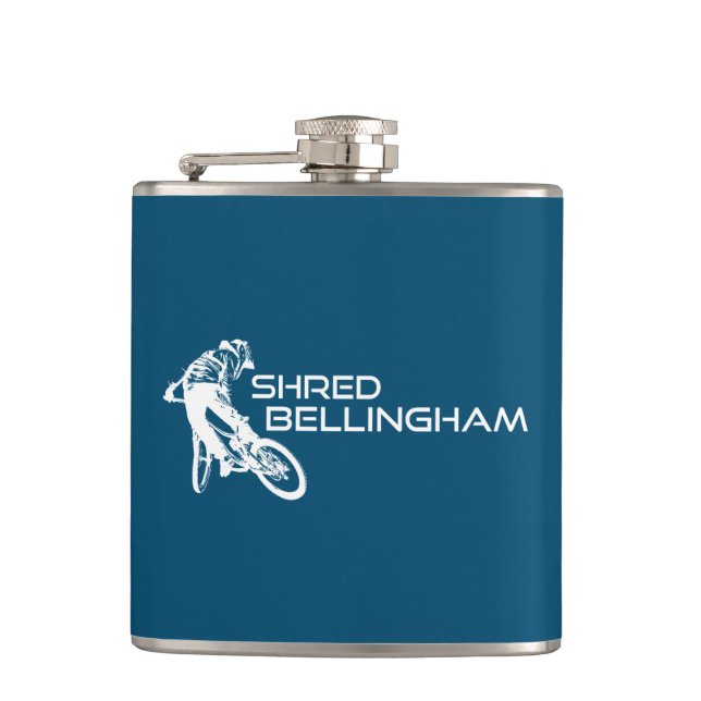 Shred Bellingham Washington Mountain Biking Hip Flask (Front)