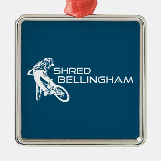 Shred Bellingham Washington Mountain Biking Metal Tree Decoration (Front)