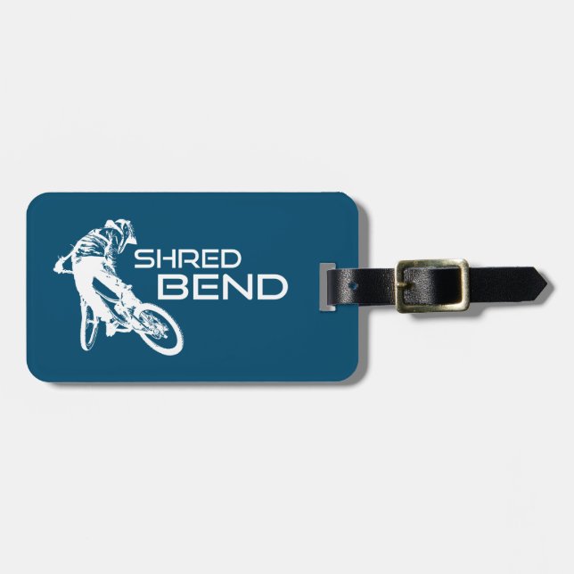 Shred Bend Oregon Mountain Biking Luggage Tag (Front Horizontal)