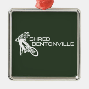 Shred Bentonville Arkansas Mountain Biking Metal Tree Decoration