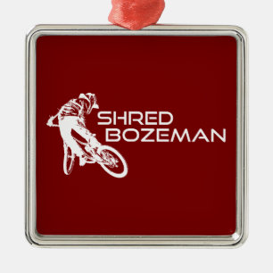 Shred Bozeman Montana Mountain Biking Metal Tree Decoration