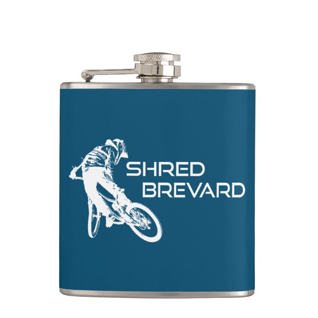 Shred Brevard North Carolina Mountain Biking Hip Flask (Front)